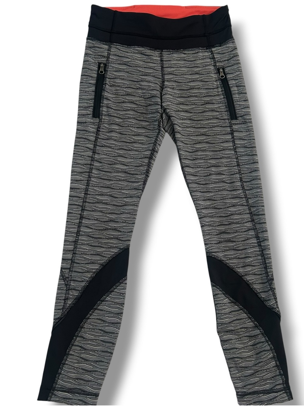 Lululemon Inspire Running Tight II Women’s Size 4 Gray Black Leggings zippers